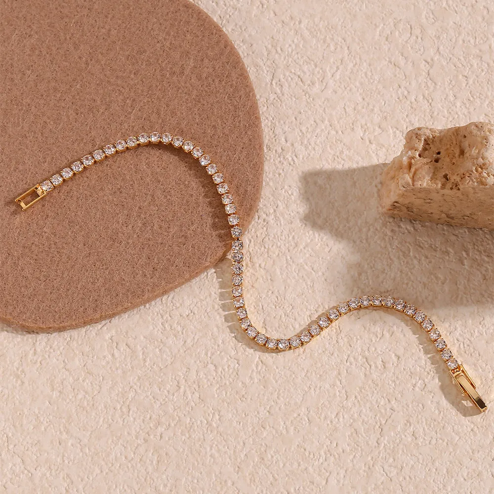 Women's Tennis Bracelet Gold Stainless Steel with Diamond Simulants sold by Hensley London product image thumbnail 5