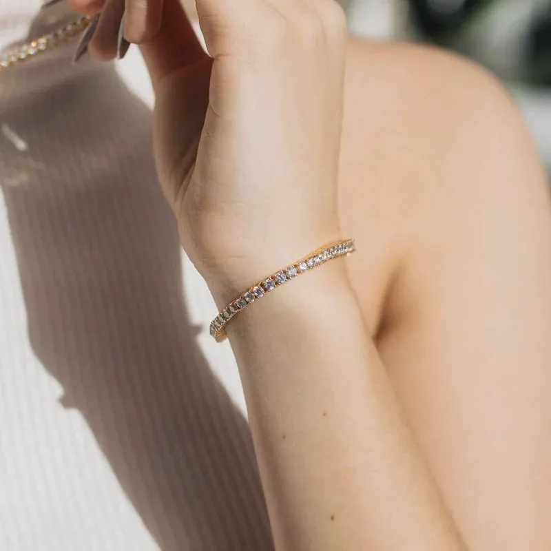 Women's Tennis Bracelet Gold Stainless Steel with Diamond Simulants sold by Hensley London product image thumbnail 2