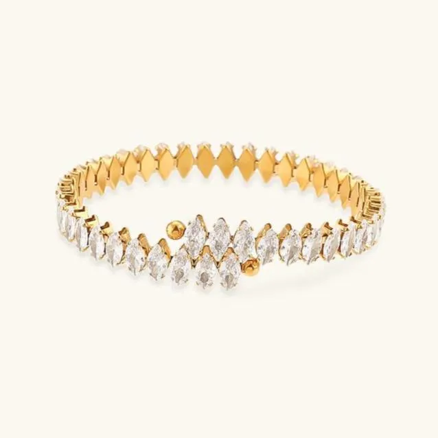Women's Diamond Bracelet Gold Stainless Steel with 18K Gold Plating sold by Hensley London