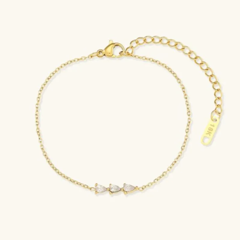 Women's Diamond Bracelet Gold Stainless Steel 18K Elegant Design sold by Hensley London