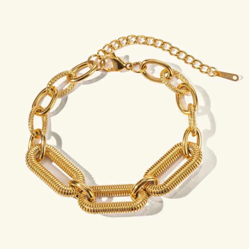 Women's Gold Bracelet Chunky 18k Gold Stainless Steel Fashion Jewelry sold by Hensley London
