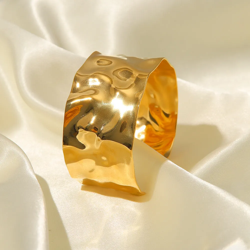 Women's Gold Bangle Bracelet Intertwined Design Stainless Steel sold by Hensley London product image thumbnail 4