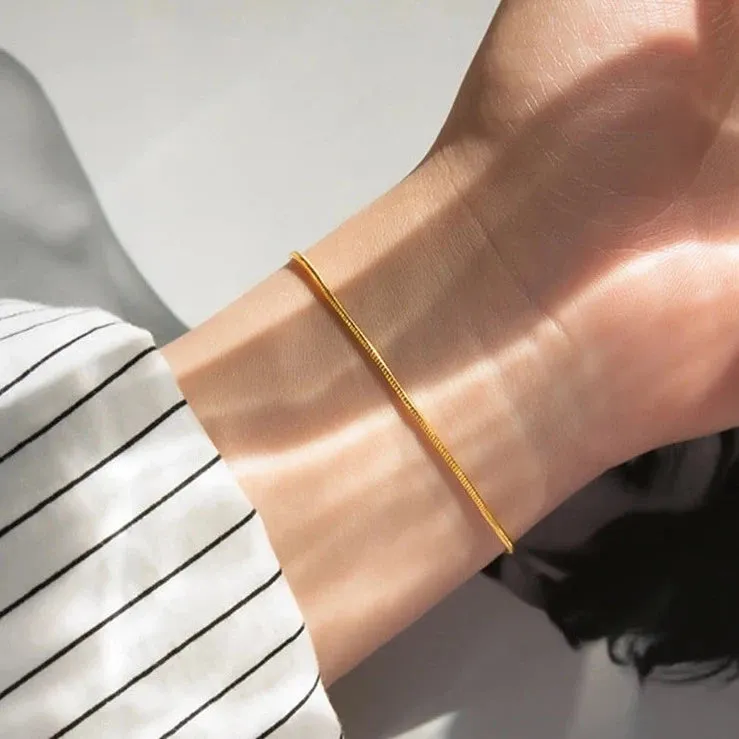 Women's Bracelet Gold Stainless Steel Snake Chain sold by Hensley London product image thumbnail 2