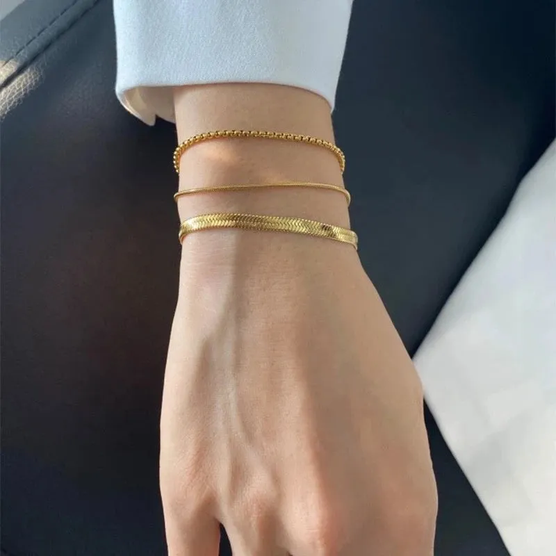Women's Bracelet Gold Stainless Steel Snake Chain sold by Hensley London product image thumbnail 3
