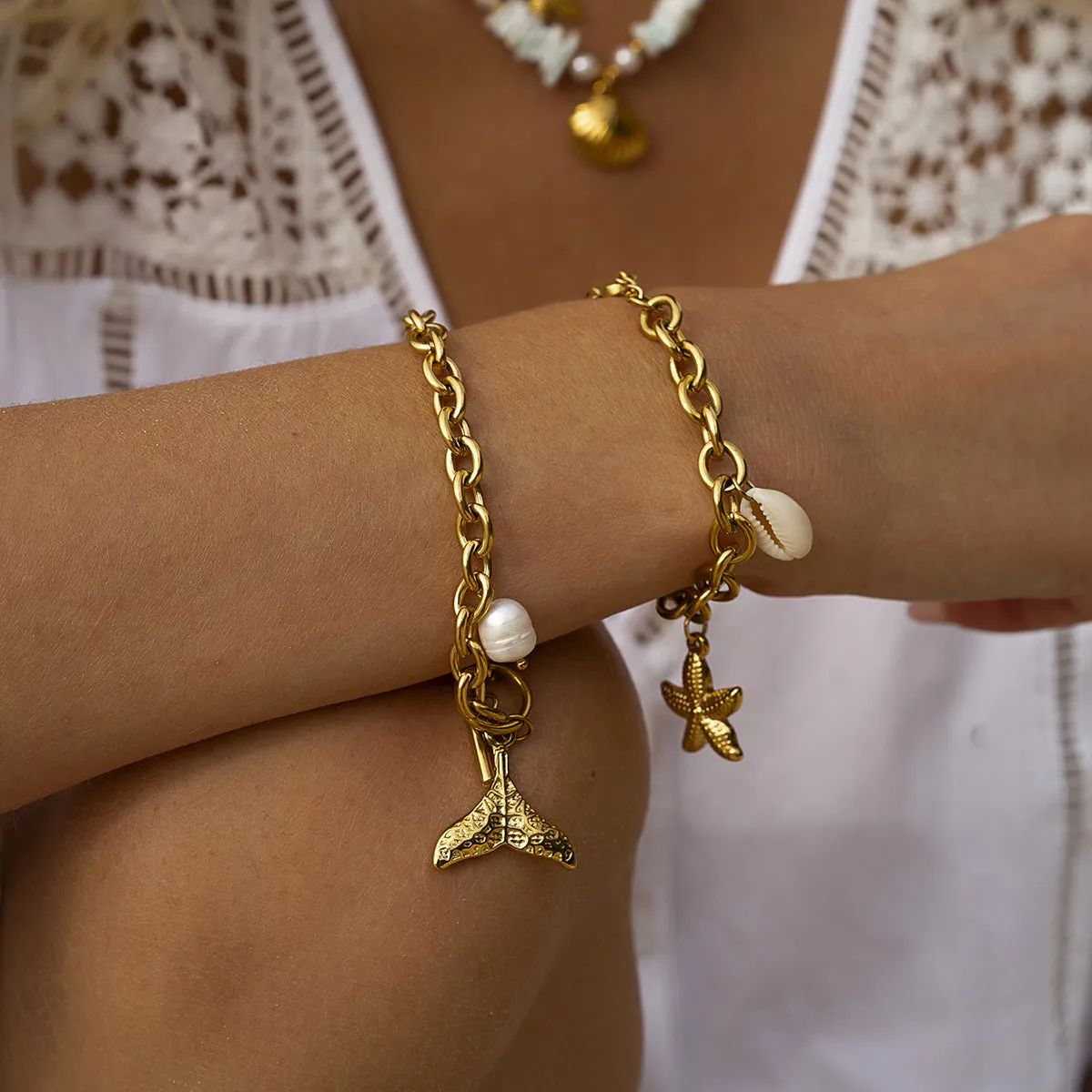 Women's Bracelet Gold Stainless Steel Ocean-Inspired sold by Hensley London product image thumbnail 4