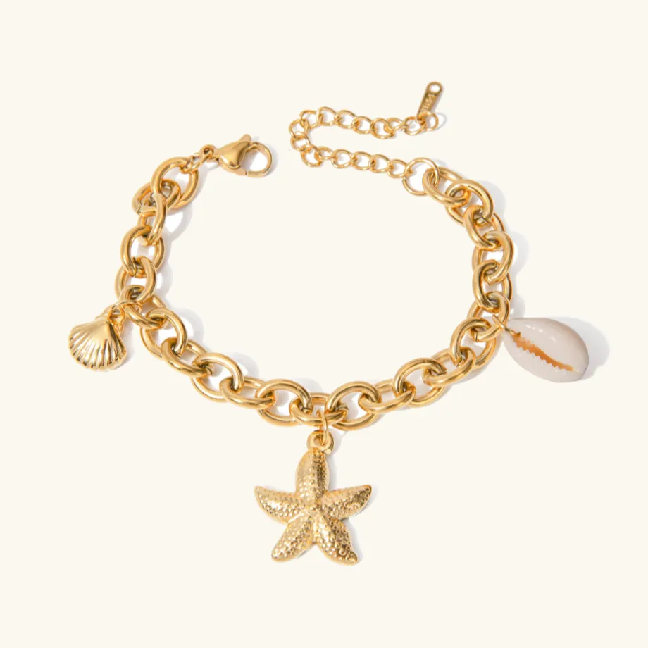 Women's Bracelet Gold Stainless Steel Ocean-Inspired sold by Hensley London