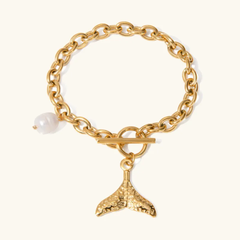 Women's Bracelet Gold Freshwater Pearl Stainless Steel sold by Hensley London