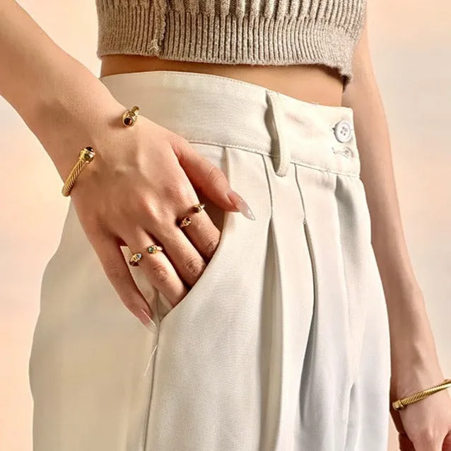 Women's Gold Bracelet Stainless Steel 18k Gold Gemstone Accents sold by Hensley London product image thumbnail 3