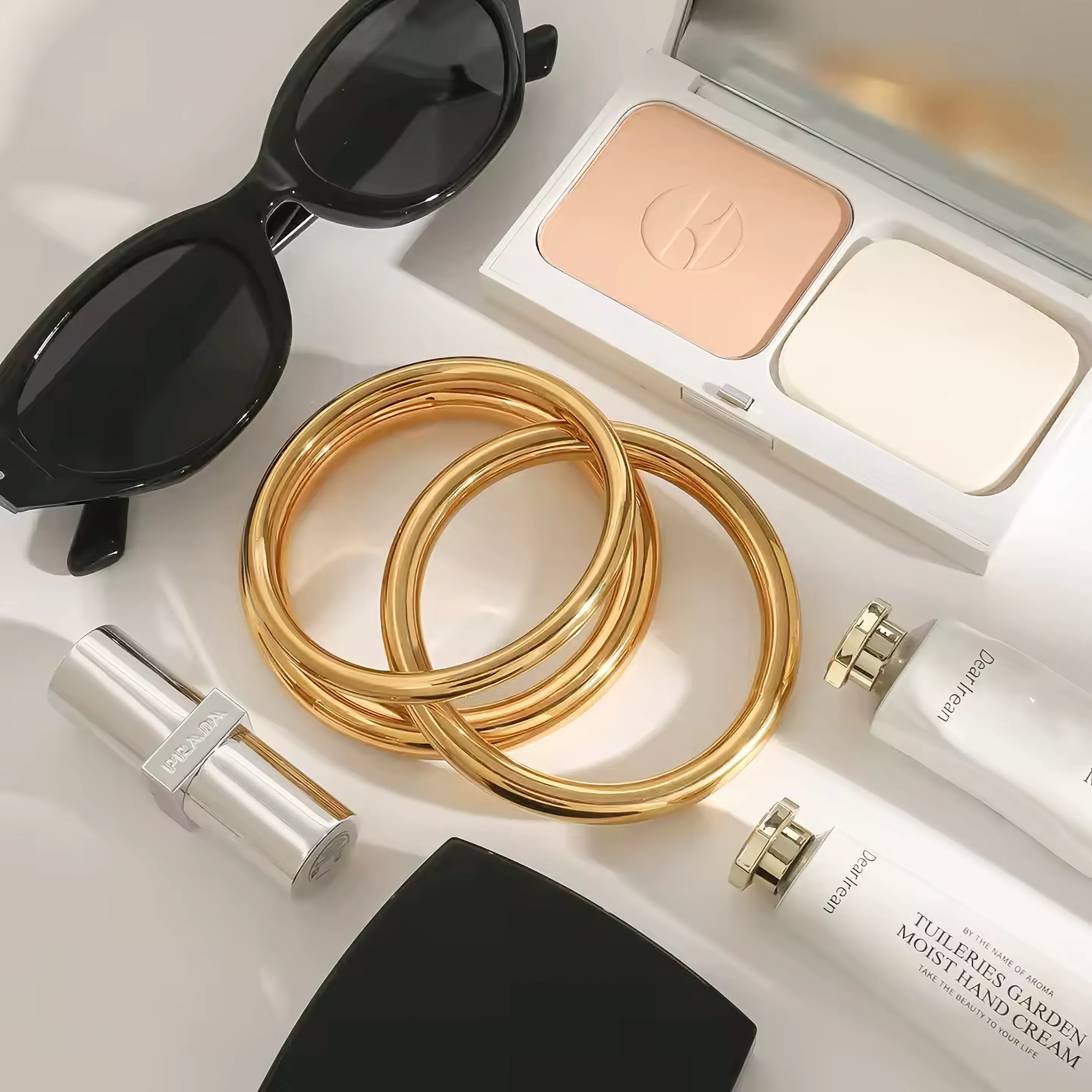 Women's Gold Bangle Smooth Stainless Steel 18k Gold sold by Hensley London product image thumbnail 4