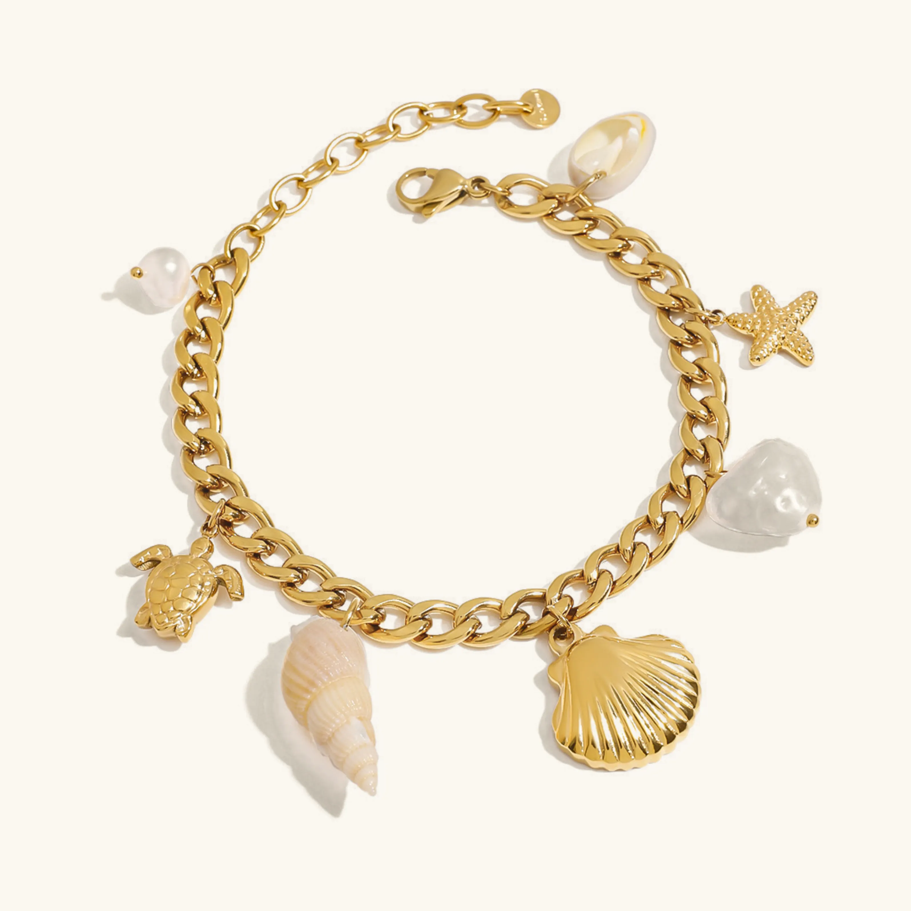 Women's Bracelet Gold Freshwater Pearls Stainless Steel sold by Hensley London