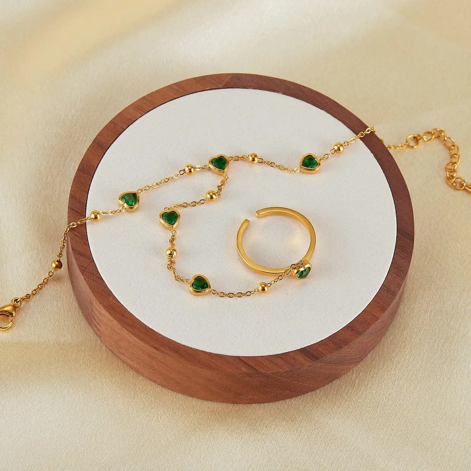 Women's Hand Chain Emerald Stainless Steel-Plated 18k Gold sold by Hensley London product image thumbnail 5