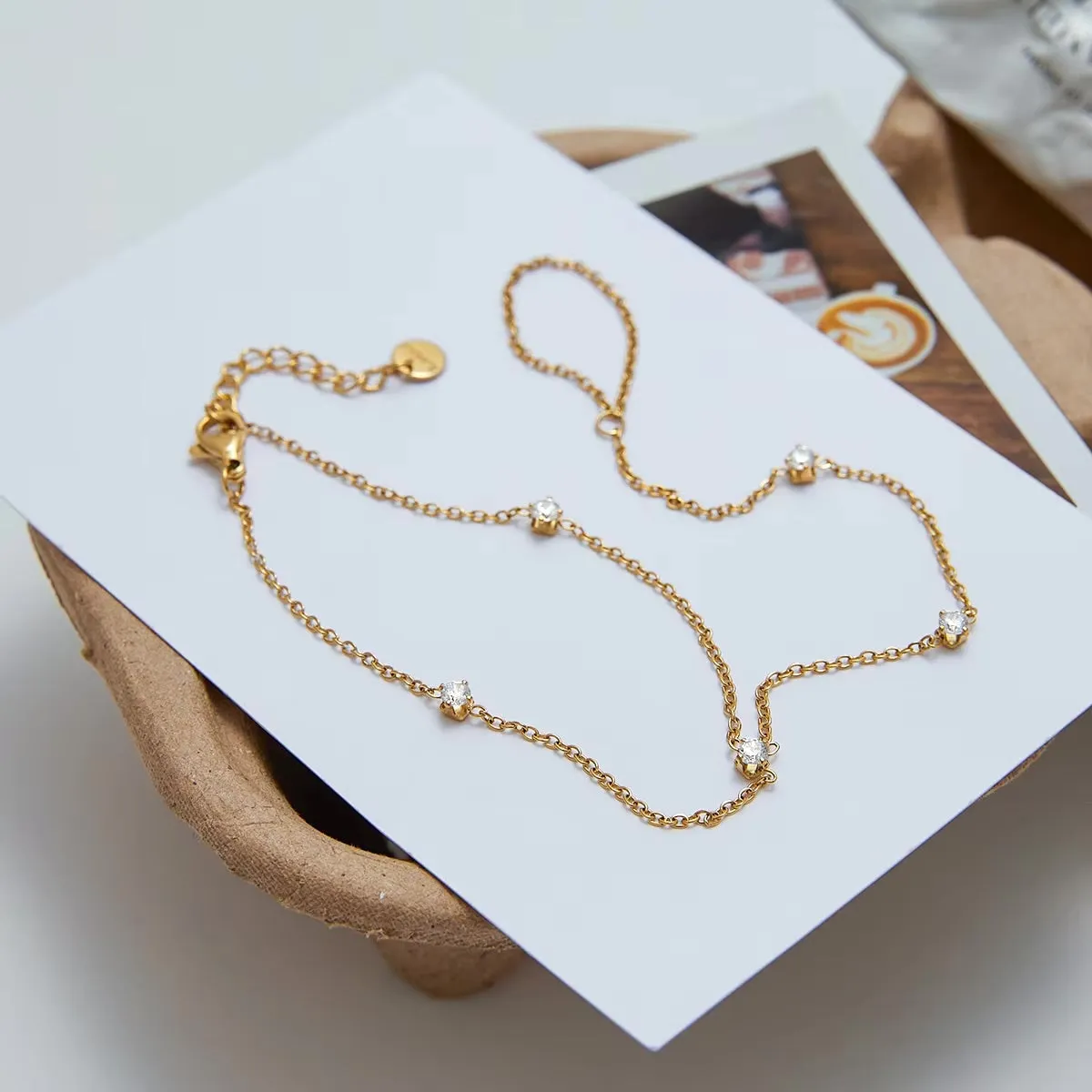 Women's Hand Chain Gold Stainless Steel with Diamond Simulants sold by Hensley London product image thumbnail 4