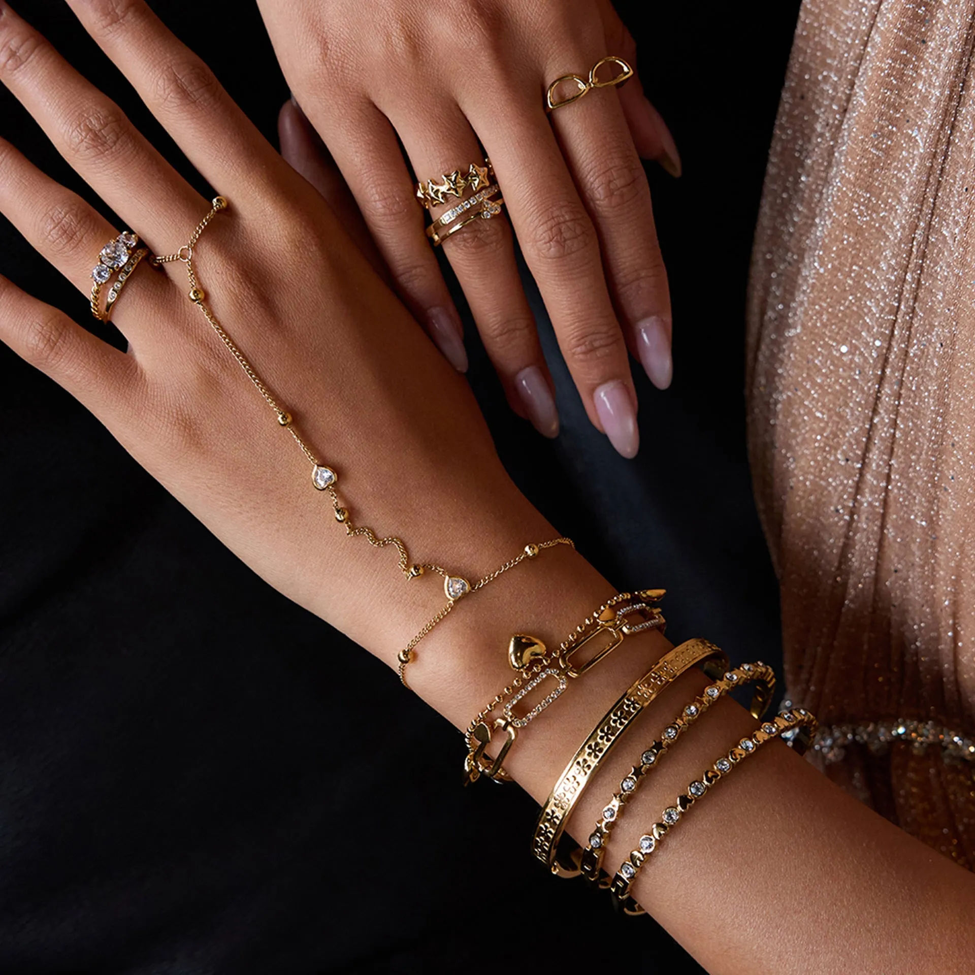 Women's Hand Chain Gold Stainless Steel-Plated 18k sold by Hensley London product image thumbnail 4