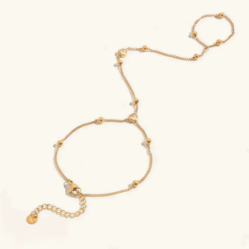 Women's Hand Chain Gold Stainless Steel-Plated 18k made by Hensley London