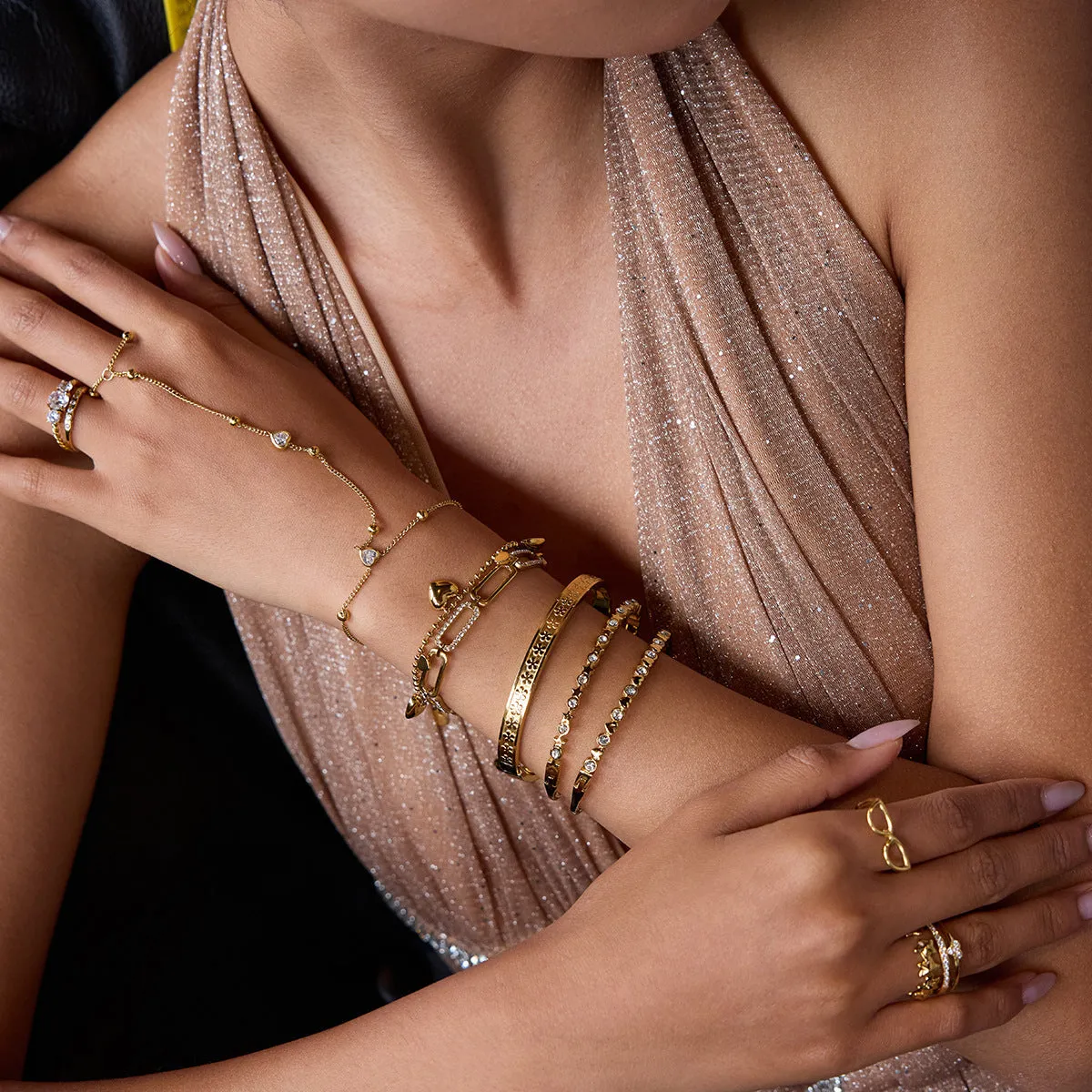 Women's Hand Chain Gold Stainless Steel-Plated 18k sold by Hensley London product image thumbnail 3