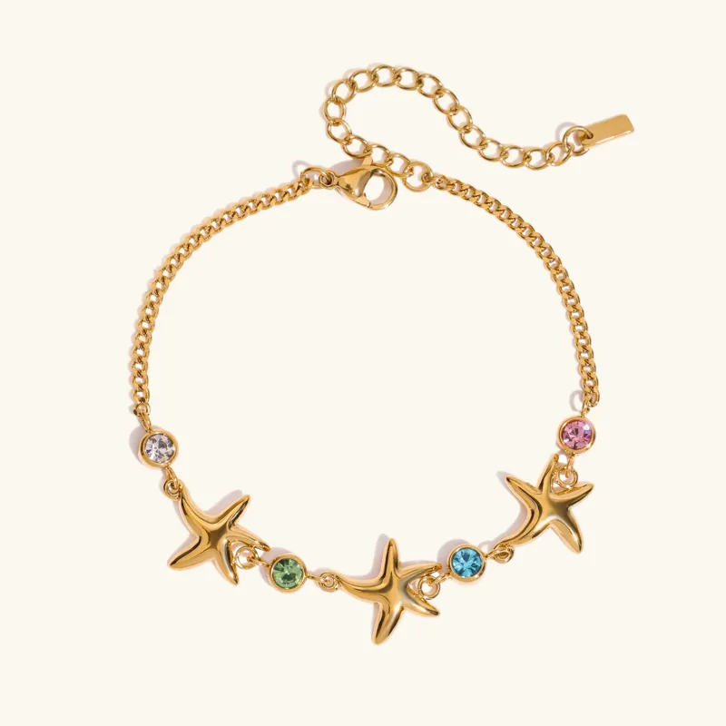 Women's Starfish Bracelet Gold Stainless Steel sold by Hensley London