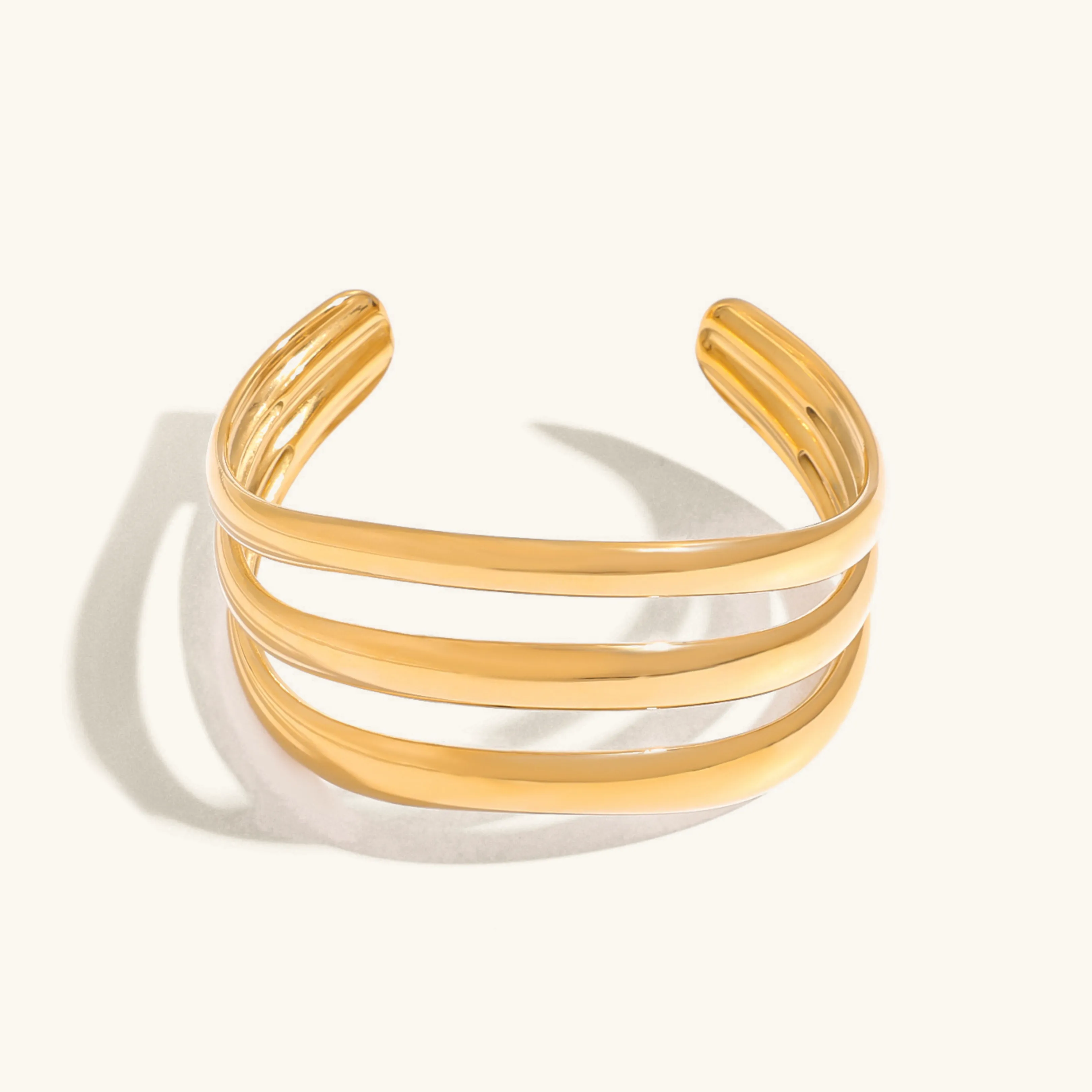 Women's Triple Layer Bangle Gold Stainless Steel sold by Hensley London