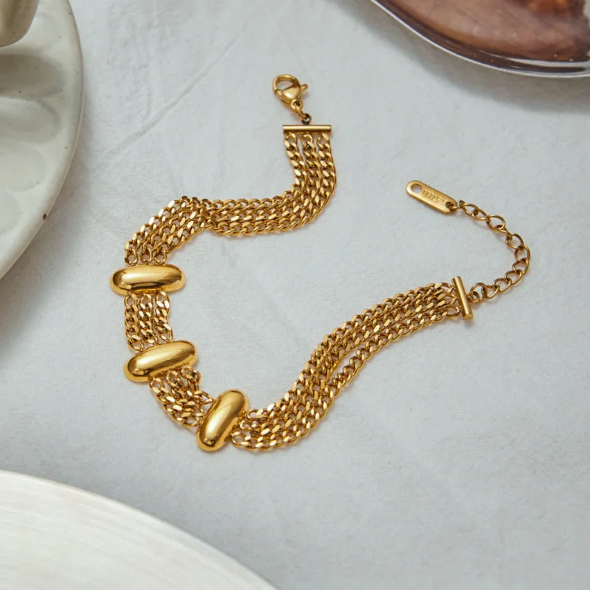 Women's Gold Bracelet Stainless Steel 18k Gold Layered Chain sold by Hensley London product image thumbnail 5