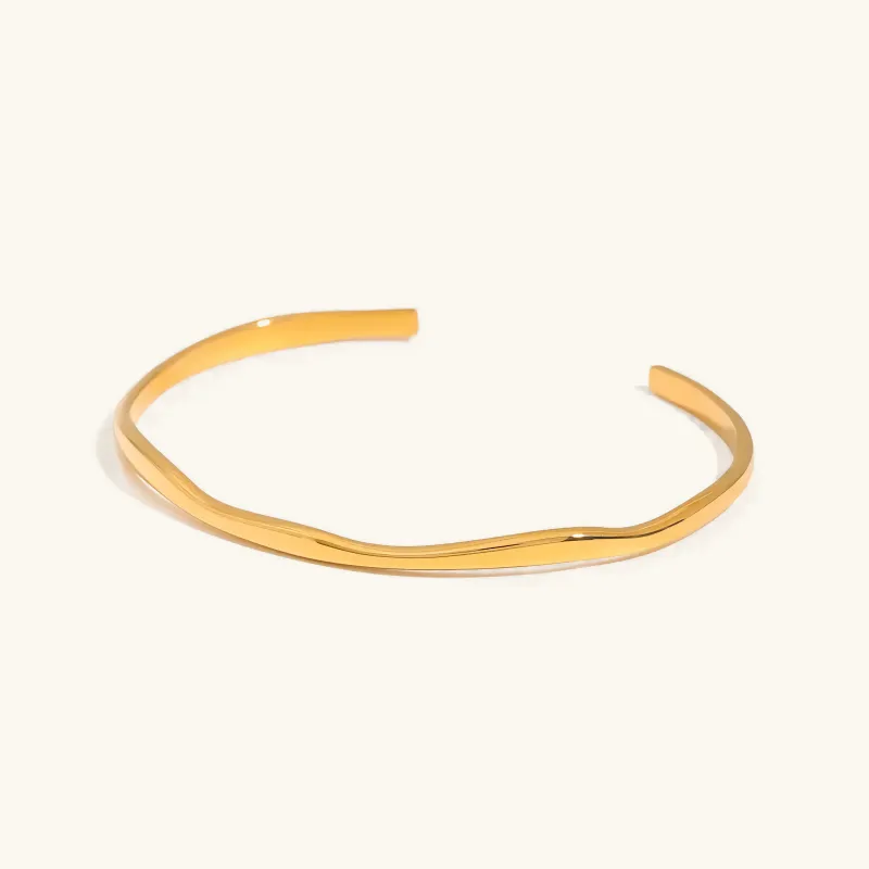 Women's Gold Bangle Cuff Stainless Steel 18k Gold sold by Hensley London