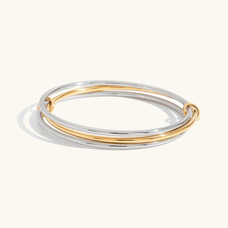 Women's Stacked Bracelet Gold and Silver Stainless Steel sold by Hensley London