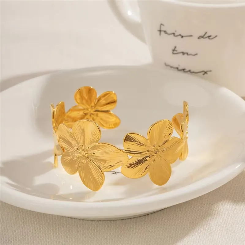 Women's Floral Bangle Gold Stainless Steel sold by Hensley London product image thumbnail 5