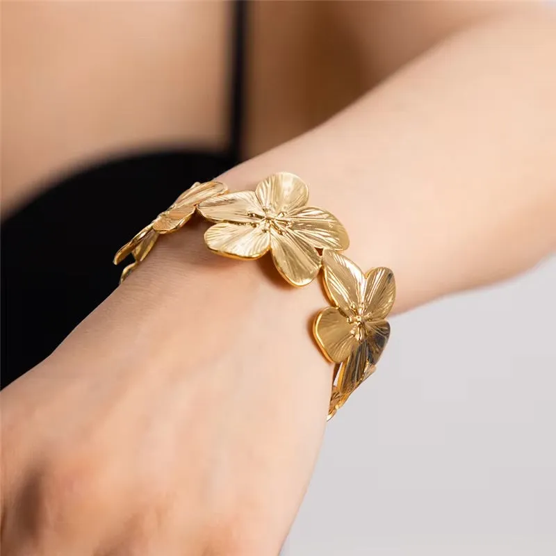 Women's Floral Bangle Gold Stainless Steel sold by Hensley London product image thumbnail 3