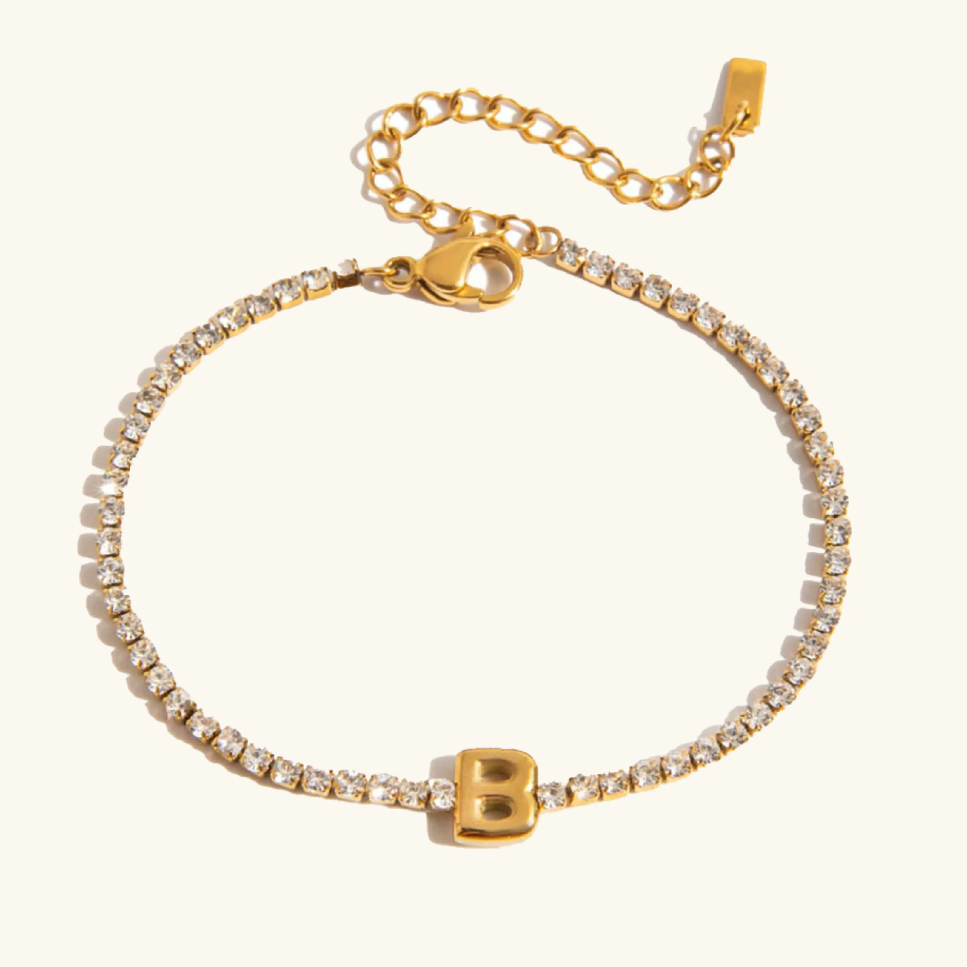 Women's Tennis Bracelet Gold Stainless Steel with Bubble Letter Design sold by Hensley London product image thumbnail 5