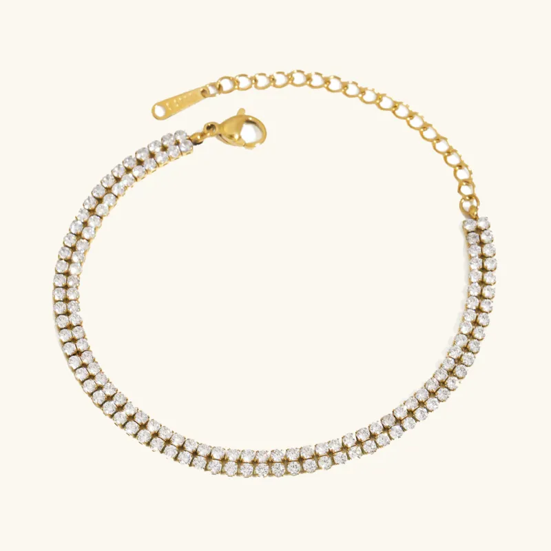 Women's Layered Tennis Bracelet Gold Stainless Steel sold by Hensley London