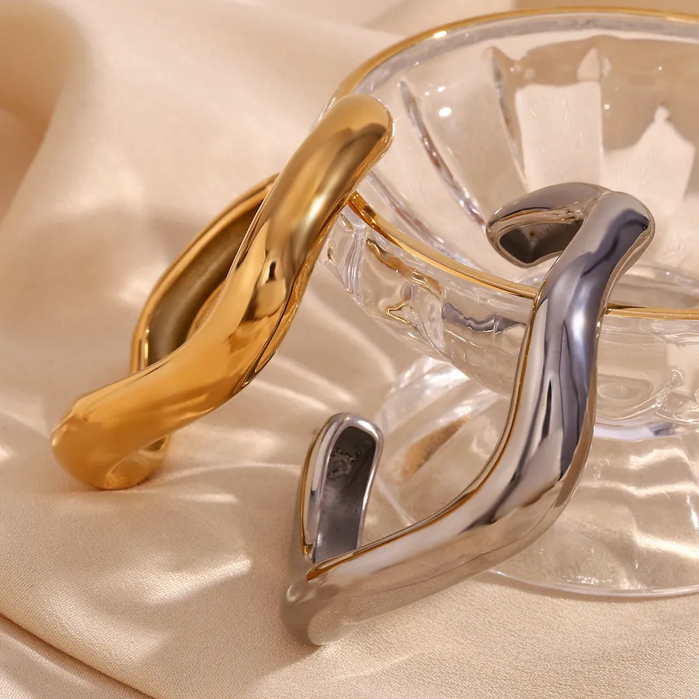 Women's Asymmetrical Bangle Gold Stainless Steel sold by Hensley London product image thumbnail 5