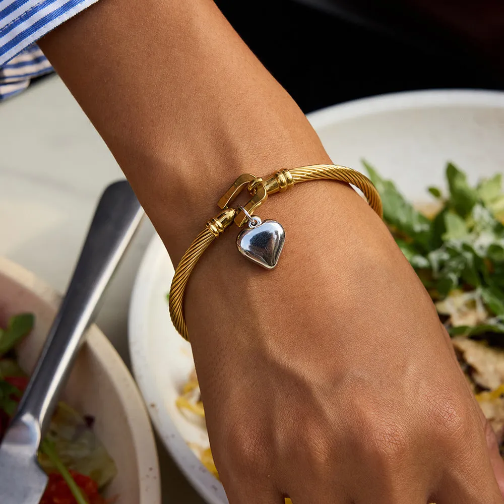 Women's Gold Bracelet with Silver Heart Charm Stainless Steel sold by Hensley London product image thumbnail 4
