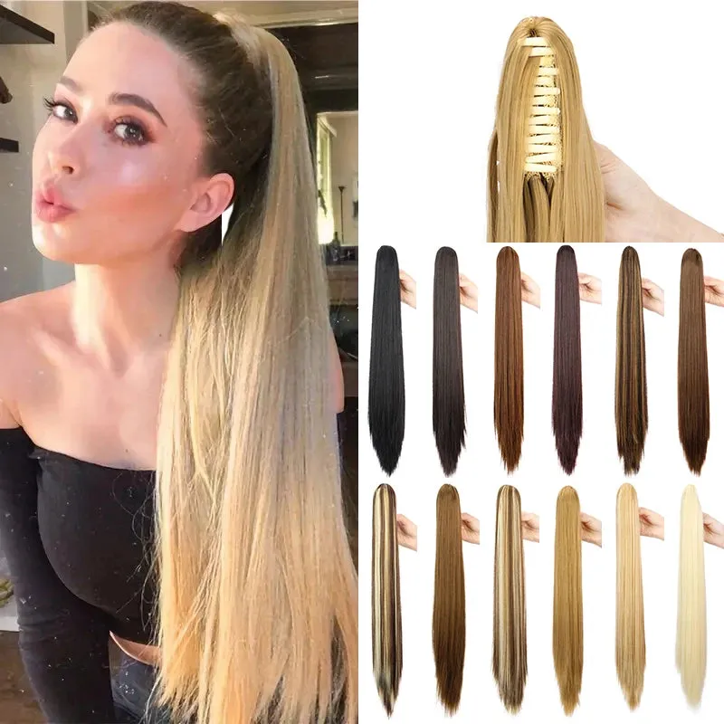 Women's Clip In Ponytail Extension 24 Inch Synthetic Heat Resistant Blonde Black sold by Hensley London