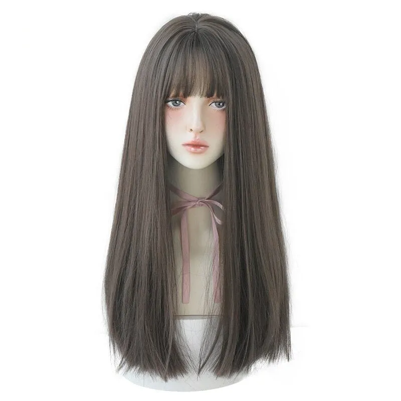 Women's Wig Long Black Heat-Resistant Synthetic with Bangs sold by Hensley London product image thumbnail 5