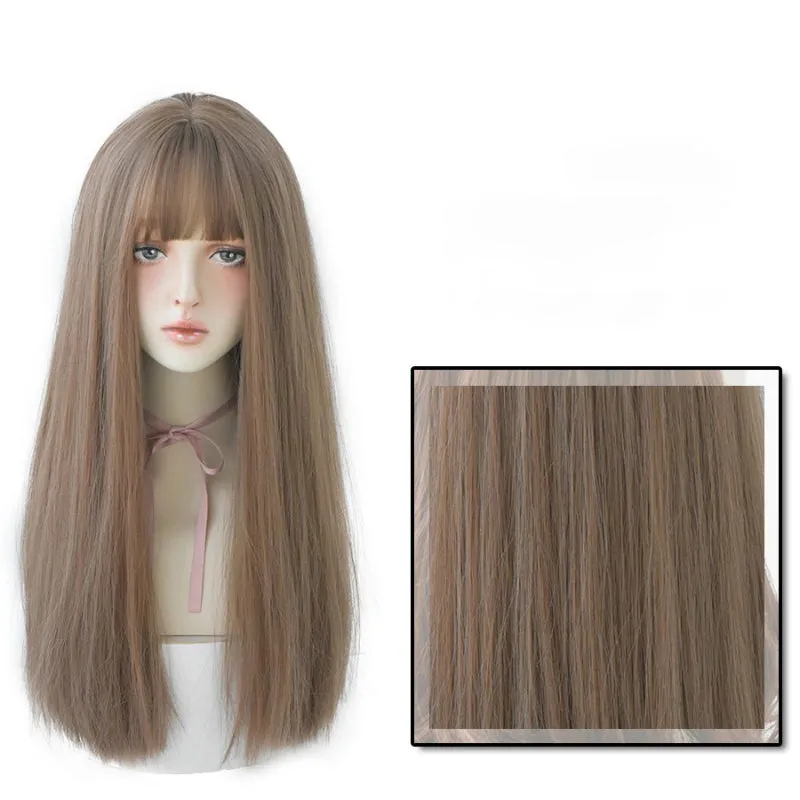 Women's Wig Long Black Heat-Resistant Synthetic with Bangs sold by Hensley London product image thumbnail 2