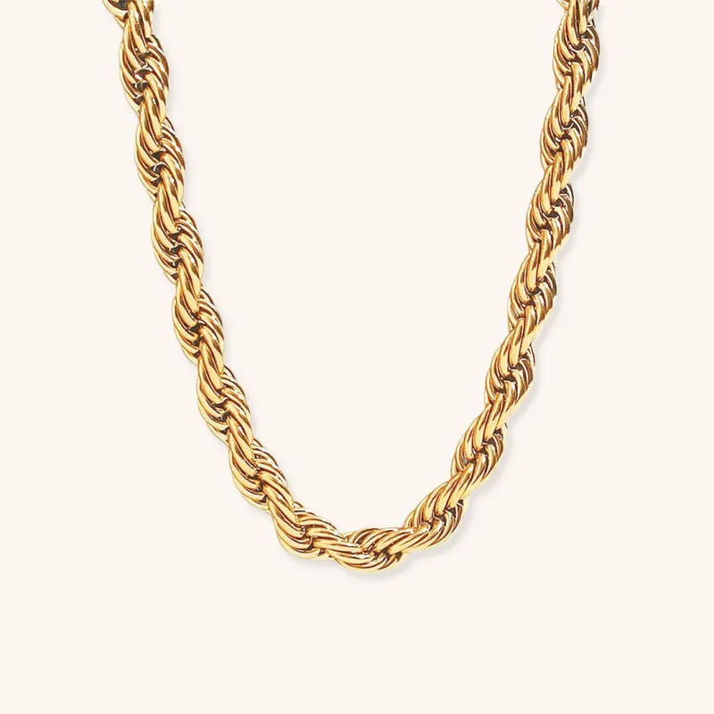 Elegant 18k Gold-Plated Twist Necklace – Hypoallergenic Gold Chain for Women, 16-Inch Length with 2-Inch Extension sold by Hensley London