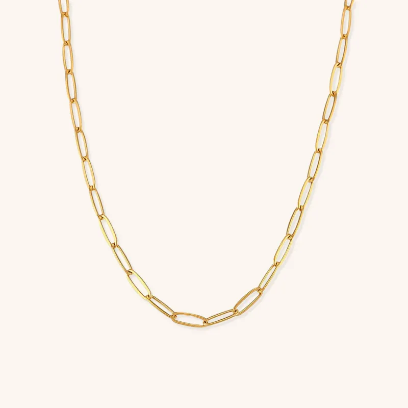 Elegant 18k Gold-Plated Chain Necklace for Women – Adjustable 16-Inch Gold Necklace with 2-Inch Extension sold by Hensley London