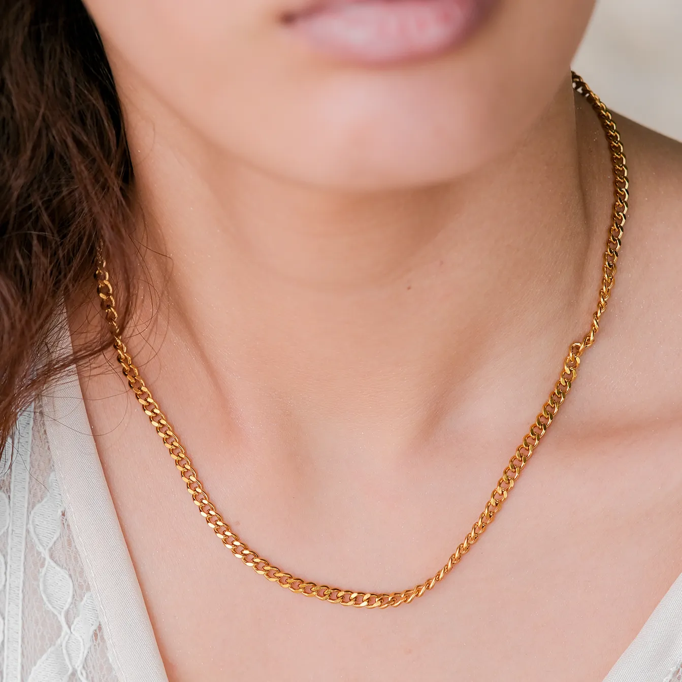 Elegant Gold Chain Necklace for Women – 18k Gold-Plated, Hypoallergenic, 16-Inch Length with 2-Inch Extension sold by Hensley London product image thumbnail 3