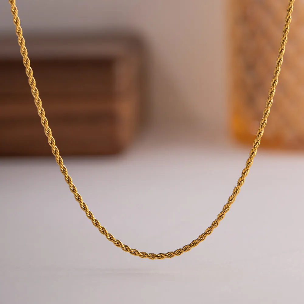 Elegant Gold Rope Chain Necklace - 18k Stainless Steel-Plated, Hypoallergenic, 16-Inch with Extension for Women sold by Hensley London product image thumbnail 5