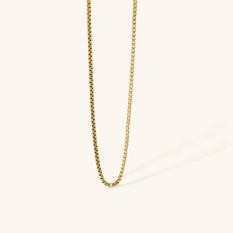 Gold Chain Necklace for Women – 18k Gold-Plated Stainless Steel with Square Links, Hypoallergenic sold by Hensley London