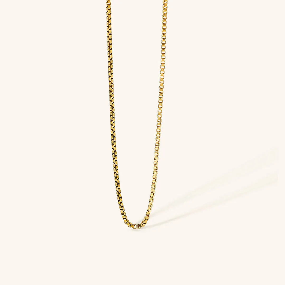 Gold Chain Necklace for Women – 18k Gold-Plated Stainless Steel with Square Links, Hypoallergenic sold by Hensley London