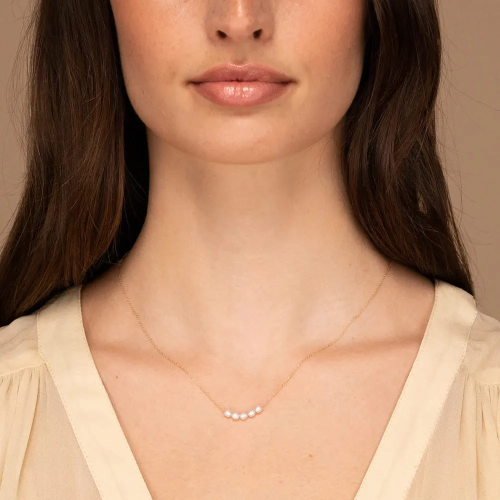 Elegant Gold Pearl Necklace – 18k Gold Plated Freshwater Pearls, Hypoallergenic Design for Women, 16-Inch Length with Extension sold by Hensley London product image thumbnail 2
