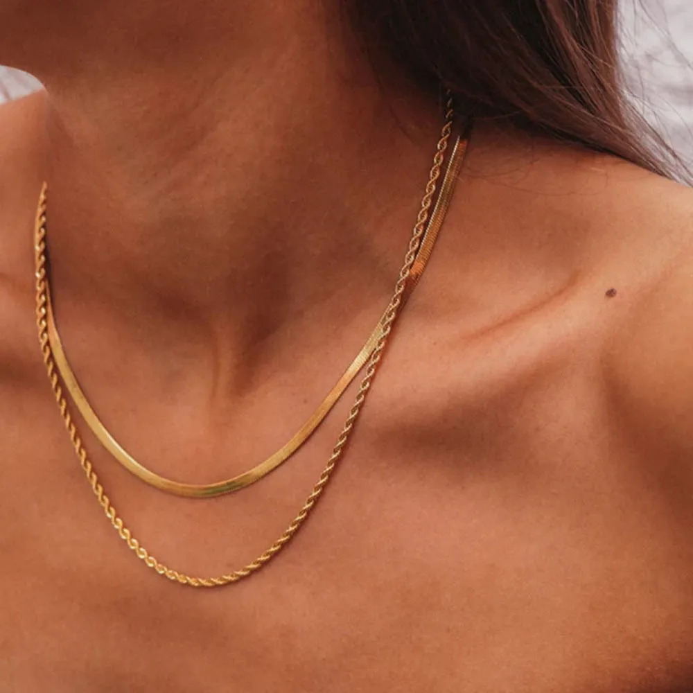 Layered Gold Necklace for Women – Hypoallergenic Gold Chain with Two Strands, Trendy and Stylish Accessory sold by Hensley London product image thumbnail 2