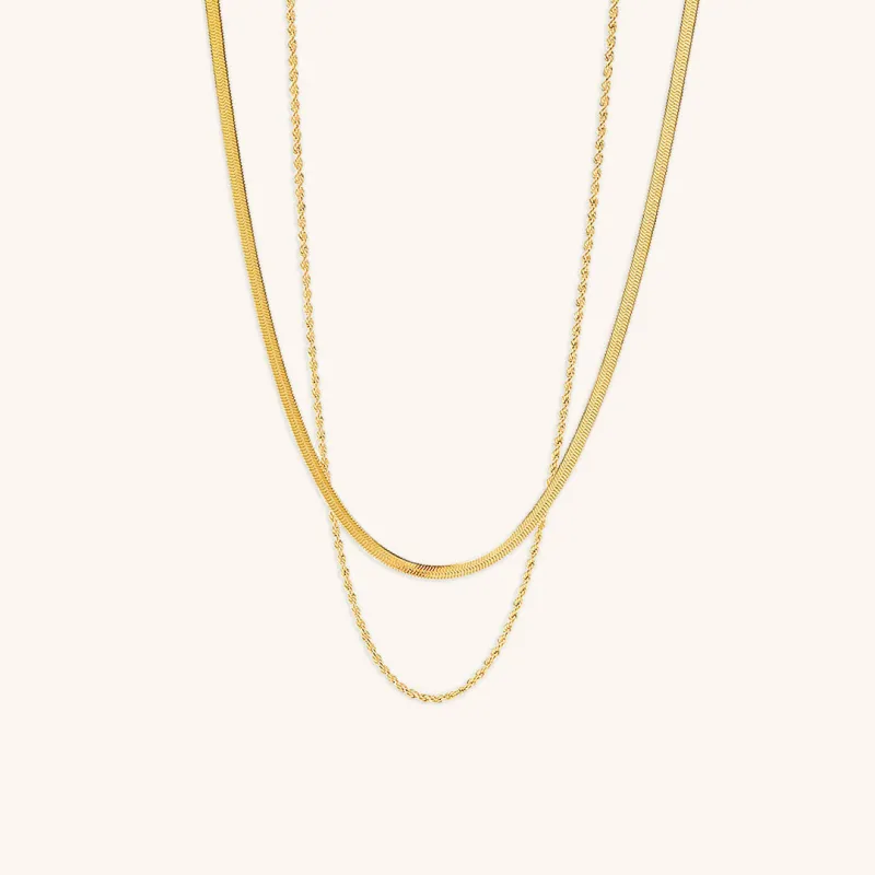 Layered Gold Necklace for Women – Hypoallergenic Gold Chain with Two Strands, Trendy and Stylish Accessory sold by Hensley London