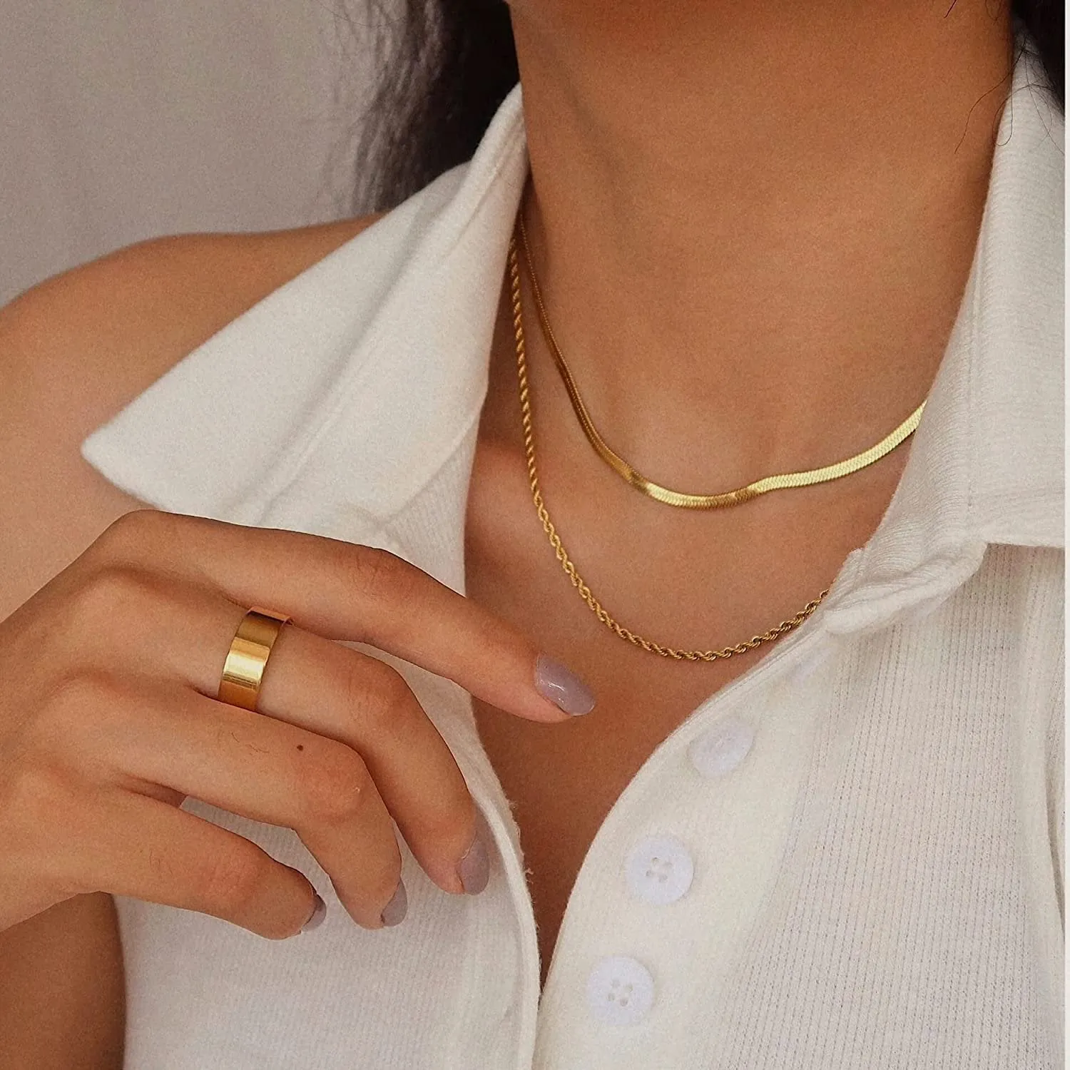 Layered Gold Necklace for Women – Hypoallergenic Gold Chain with Two Strands, Trendy and Stylish Accessory sold by Hensley London product image thumbnail 3