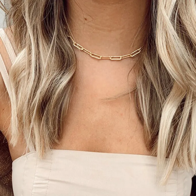 Amber Gold Chain Necklace for Women – Hypoallergenic Stainless Steel-Plated 14k Gold, 16-19 Inches sold by Hensley London product image thumbnail 4
