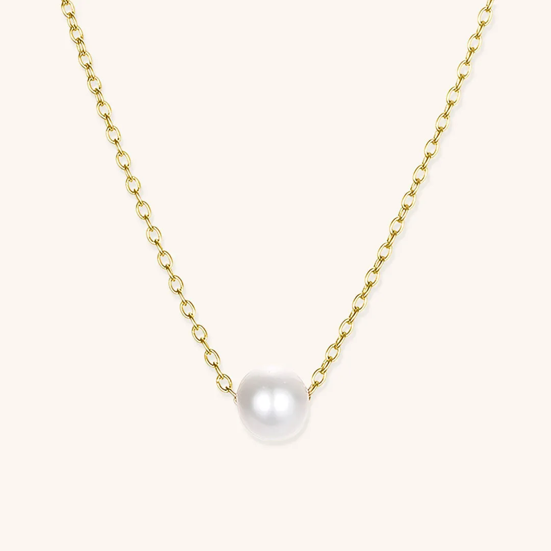 Elegant Freshwater Pearl Necklace with Waterproof Gold Chain – 15 Inch Length and 2 Inch Extension sold by Hensley London
