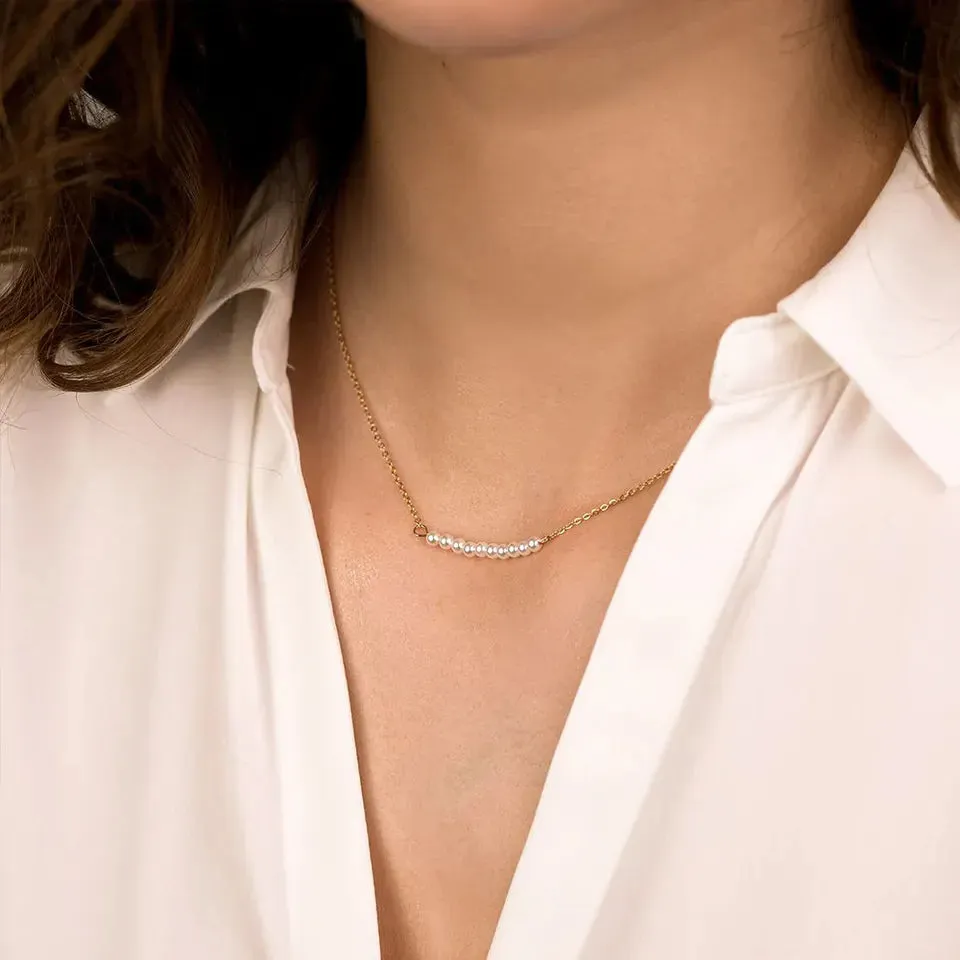 Elegant Freshwater Pearl Necklace with 18k Gold Plating – Timeless Accessory for Any Occasion sold by Hensley London product image thumbnail 3