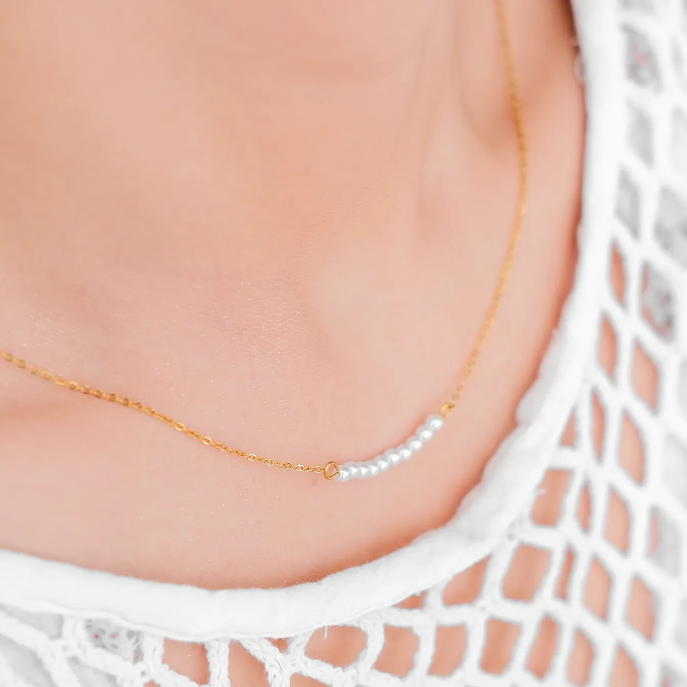 Elegant Freshwater Pearl Necklace with 18k Gold Plating – Timeless Accessory for Any Occasion sold by Hensley London product image thumbnail 2