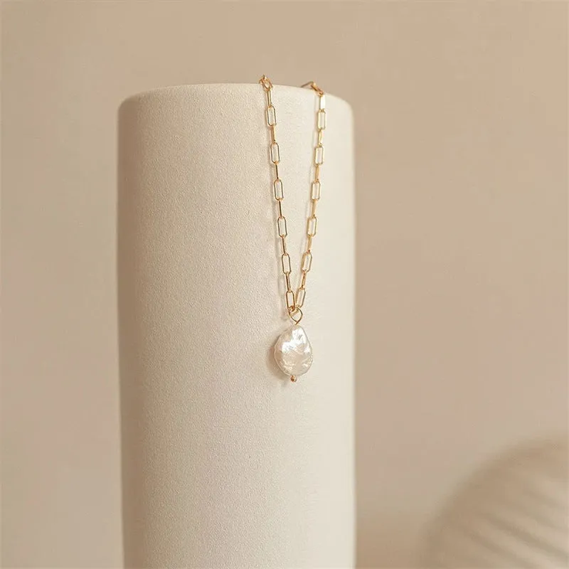 Elegant Freshwater Pearl Necklace with Waterproof Gold Chain – 17 Inches Long, Hypoallergenic and Eco-Friendly sold by Hensley London product image thumbnail 5