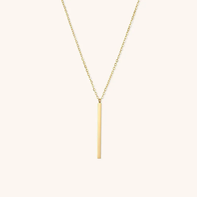 Elegant Gold Bar Necklace with Adjustable Chain Length – Hypoallergenic Stainless Steel-Plated 14k Gold sold by Hensley London