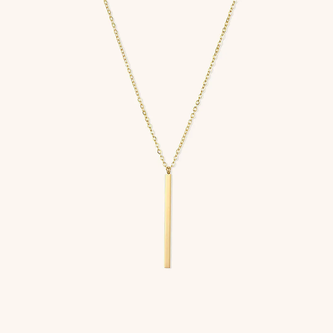 Elegant Gold Bar Necklace with Adjustable Chain Length – Hypoallergenic Stainless Steel-Plated 14k Gold sold by Hensley London